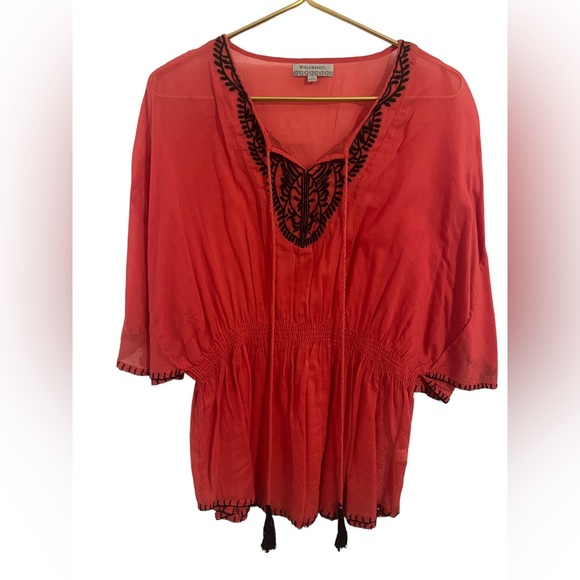 Cost Plus World Market Tops - World Market Spanish flowy dark pink top